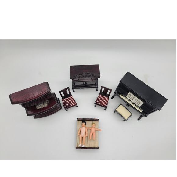 Vintage Wooden Dollhouse Furniture 10 pc Lot - Picture 2 of 8